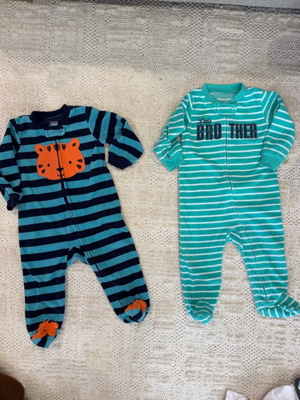 Carter’s Baby Boy 9M Fleece Sleeper Bundle 2pc Tiger Little Brother